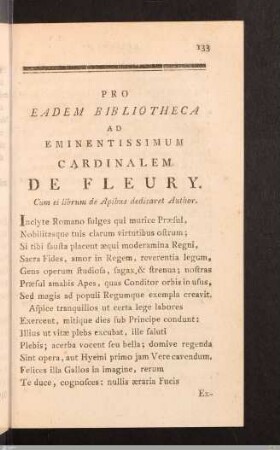 Epistolae. Cardinalem De Fleury.
