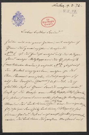 Brief an Friedrich Wilhelm Jähns : 19.03.1872