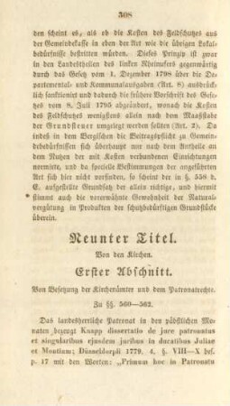 Neunter Titel. Von den Kirchen