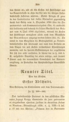 Neunter Titel. Von den Kirchen