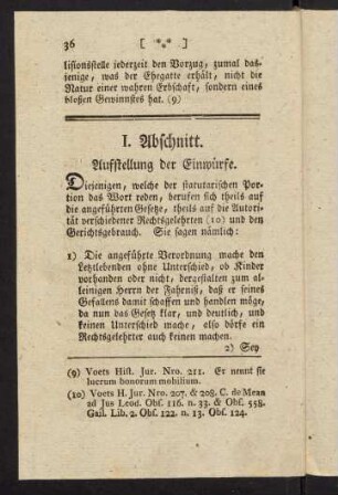 36-42, I. Abschnitt. Aufstellung der Einwürfe. - II. Abschnitt. Beantwortung der Einwürfe.
