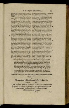 Tit. III. De Nominatione & Vocatione Ministrorum Ecclesiæ.