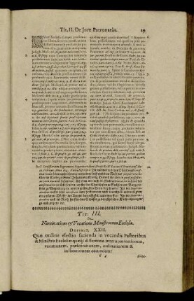 Tit. III. De Nominatione & Vocatione Ministrorum Ecclesiæ.
