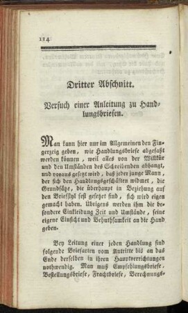 Dritter Abschnitt. Versuch einer Anleitung zu Handlungsbriefen