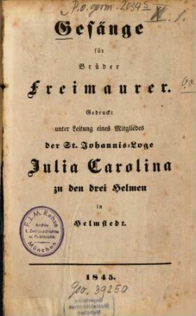 Gesänge für Brüder Freimaurer