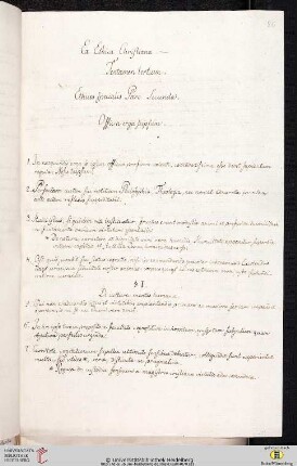 Material- und Thesensammlung: Ex Ethica Christiana Tentamen tertium. Ethices specialis Pars Secunda. Officia erga seipsum