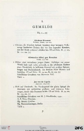 Gemälde (Nr. 1-39)