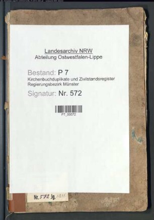 Zivilstandsregister der Munizipalität Gronau (H 1811). (Gemeinde: Gronau, Kreis Ahaus)