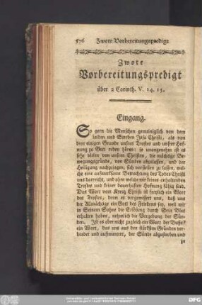 Zwote Vorbereitungspredigt über 2 Corinth. V. 14. 15.