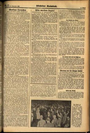 Zweite Ausgabe vom Mittwoch, den 21. September 1938.