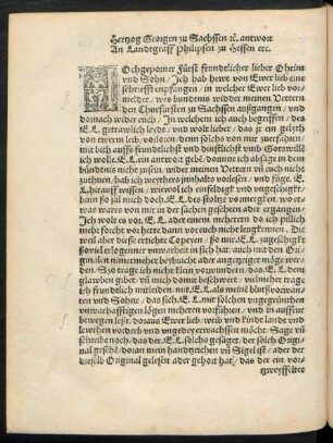 Hertzog Georgen zu Sachssen etc. antwort An Landtgraff Philipsen zu Hessen etc.