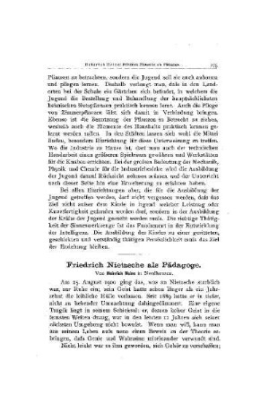 Friedrich Nietzsche als Pädagoge