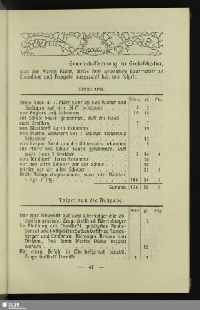 Gemeinde-Rechnung zu Großzschocher