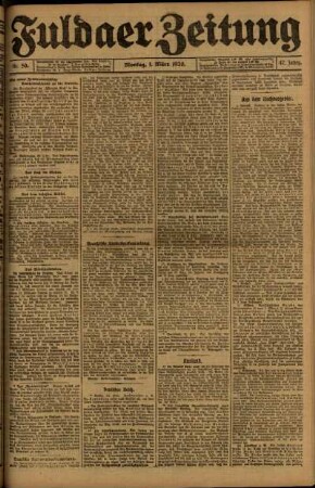 Ausgabe vom Montag, den 01. März 1920.