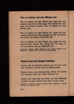 Einmal muß Dunkel weichen