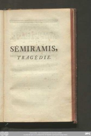 Sémiramis, Tragédie.
