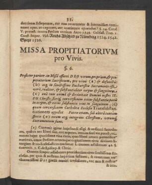 Missa Propitiatorium pro Vivis. §. 6.