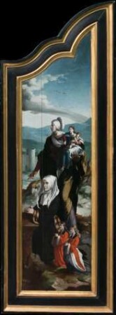 Triptychon mit der Kreuzigung Christi, Heiligen und Stifterfamilie. Rechter Innenflügel: Stifterin mit der Heiligen Anna