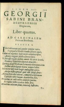 Georgii Sabini Brandeburgensis Elegiarum, Liber quartus.