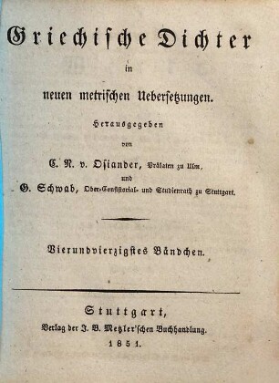 Werke, 12. Orestes