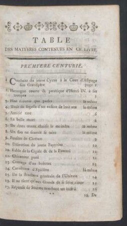 Table des matières contenues en ce livre.