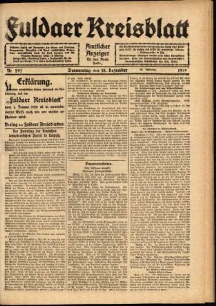Ausgabe vom Donnerstag, den 18. Dezember 1919.