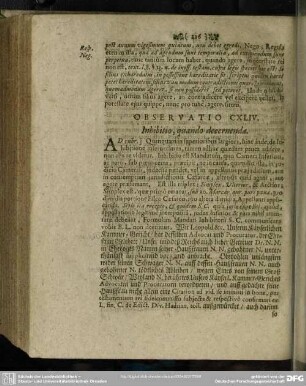 Observatio CXLIV. Inhibitio, quando decernenda