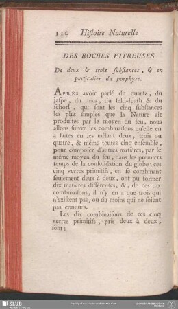 Des Roches Vitreuses De deux & trois substances, & en particulier du porphyre