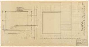 GDF Wüstenrot, Ludwigsburg Innenausbau: Vordach und Windfang Haupteingang: Schnitt, Draufsichten Vordach und Treppe 1:20