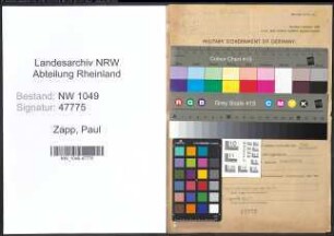 Entnazifizierung Paul Zapp , geb. 28.03.1893 (Lehrer)