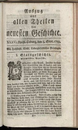 XXXVI. Nachl. Coburg, den 8. Sept. 1759.