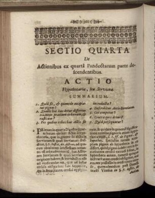 Sectio Quarta De Actionibus quartâ Pandectarum parte descendentibus.