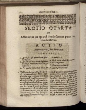 Sectio Quarta De Actionibus quartâ Pandectarum parte descendentibus.