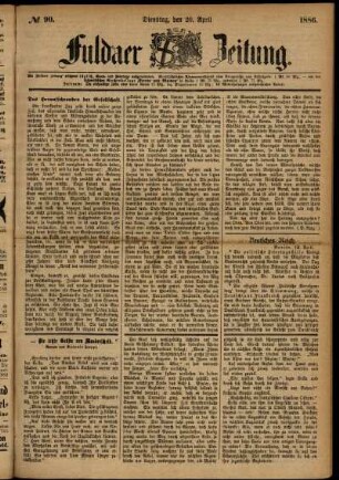 Ausgabe vom Dienstag, den 20. April 1886.