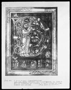 Breviarium — Initiale D mit dem lehrenden Apostel Paulus, Folio 9recto