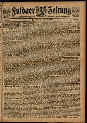 Erste Ausgabe vom Dienstag, den 29. März 1904.