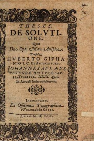 Theses, De Solvtione