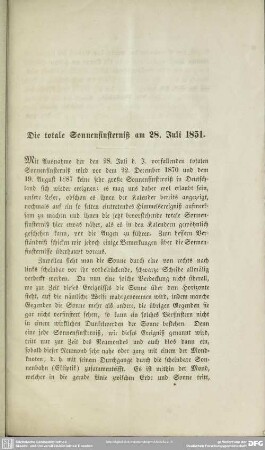 Die totale Sonnenfinsterniß am 28. Juli 1851