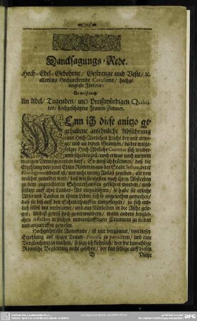 Dancksagungs-Rede