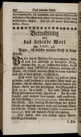 Betrachtung über das siebende Wort.