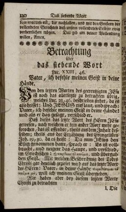 Betrachtung über das siebende Wort.