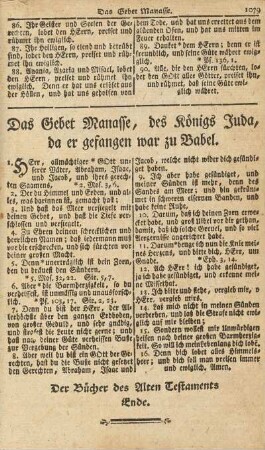 Das Gebet Manasse, des Königs Juda, da er gefangen war zu Babel