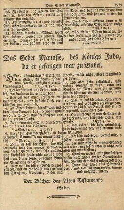 Das Gebet Manasse, des Königs Juda, da er gefangen war zu Babel