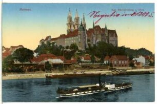 Meißen. Albrechtsburg u. Dom - Elbe m. Dampfer Wettin