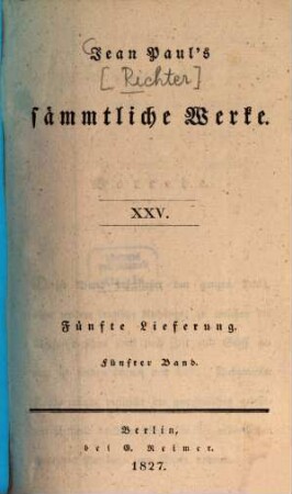 Jean Paul's sämmtliche Werke. 5,5 = 25, Titan : fünftes Bändchen