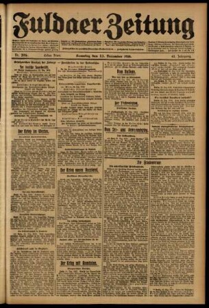 Erste Ausgabe vom Samstag, den 23. Dezember 1916.