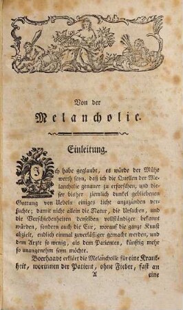 Von der Melancholie und den melancholischen Krankheiten, 1