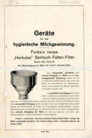 Geräte für die hygienische Milchgewinnung.