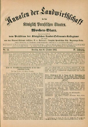 No. 44. Berlin, den 26. Oktober 1864. IV. Jahrgang.
