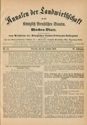 No. 44. Berlin, den 26. Oktober 1864. IV. Jahrgang.